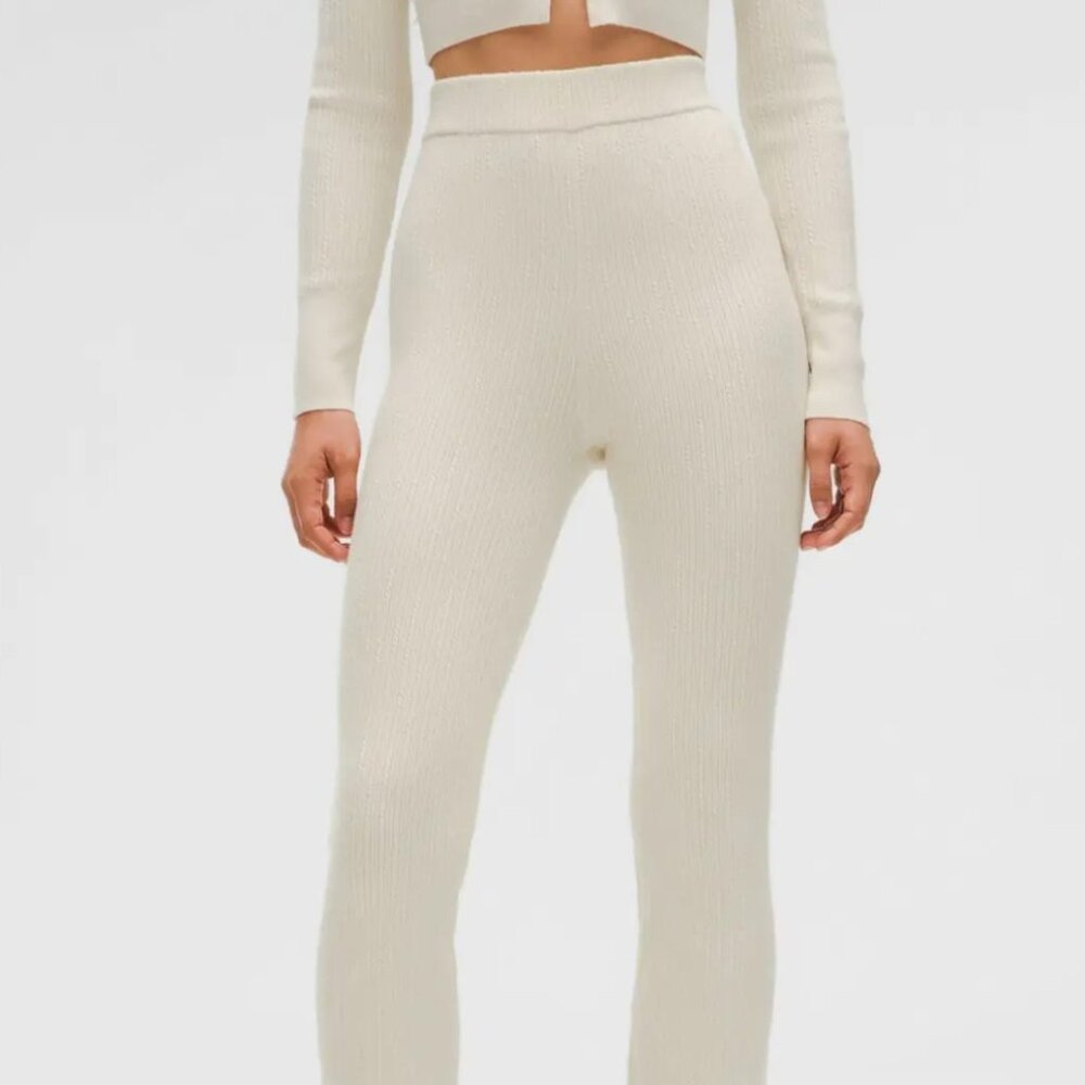 lululemon  ribbed merino wool-blend pants - bone